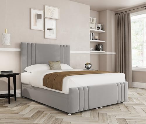 Ripon Ottoman Divan with Footboard King (5ft) Ottoman Divan Bed with 2000 Pockett Sprung Mattress | Silver Plush | Premium British Timber | Handcrafted