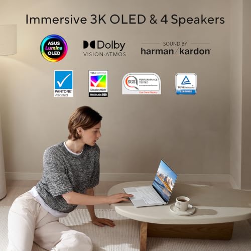 ASUS Zenbook 14 OLED UM3402YA 14.0” 2.8K 400nits 90Hz OLED Laptop (AMD Ryzen 7-7730U, 16GB RAM, 512GB PCIe SSD, Backlit Keyboard, Windows 11 Home)