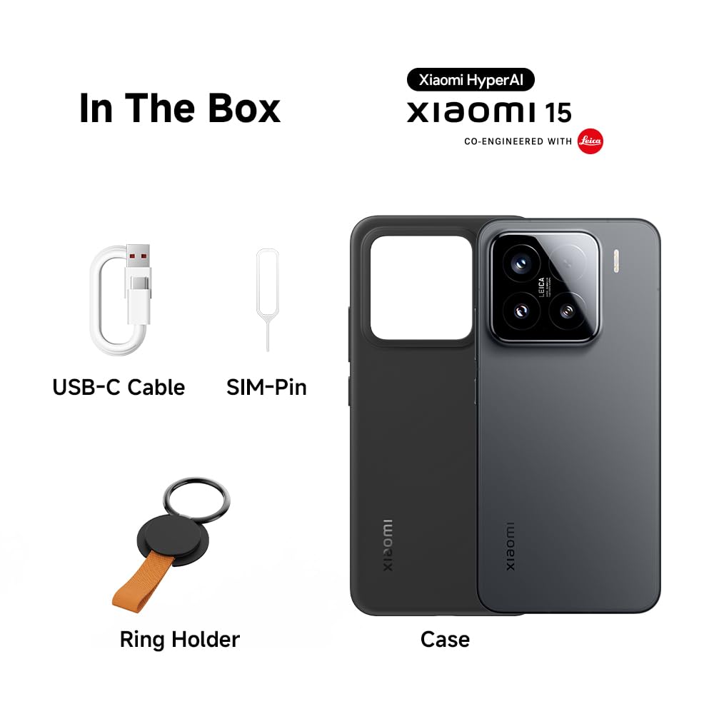 Xiaomi 15 Ultra Smartphone, 16+512GB, Black, 100mm Leica 200MP super telephoto, 5410mAh battery, 90W HyperCharge, HyperAI (No power adapter included)