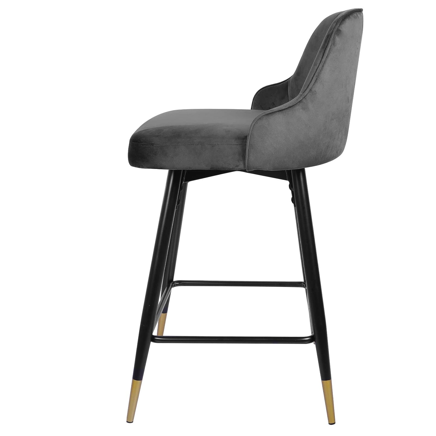 Bekrvio Upgraded Velvet Bar Stools Set of 2 – 360° Swivel Bar Chairs with Back & Footrest, Modern Kitchen Island Breakfast Stools, Support 150kg – New Version, Black