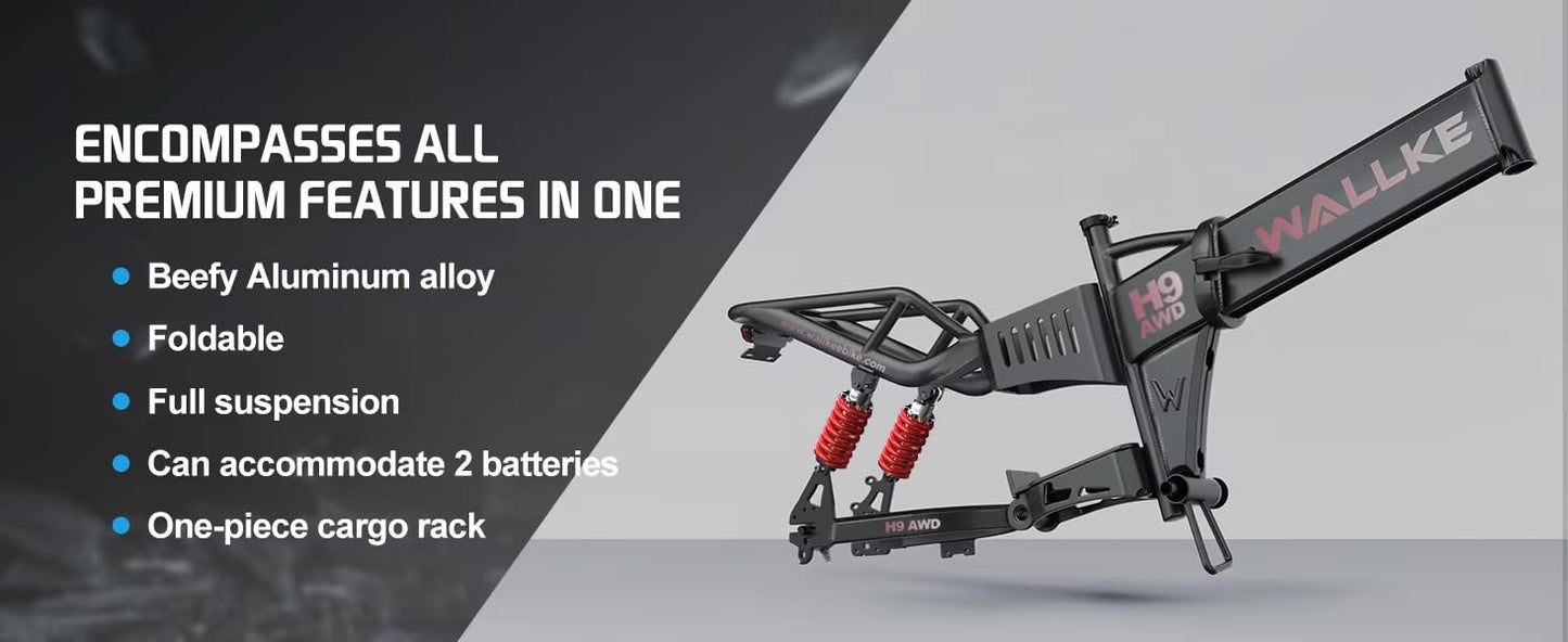 W Wallke H9 Folding Adult Dual Motor Full Suspension Electric Bike Battery 48V 60Ah 20 Inch Fat Tire Electric Bike Hydraulic Brake
