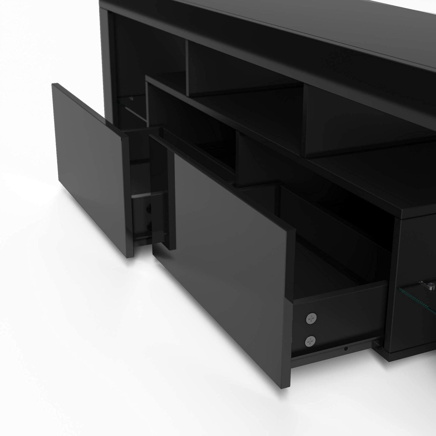 ELEGANT 1200mm LED TV Cabinet Modern White Gloss TV Stand with Ambient Lights for Living Room and Bedroom with Storage Furniture for 32 40 43 50 inch 4k TV