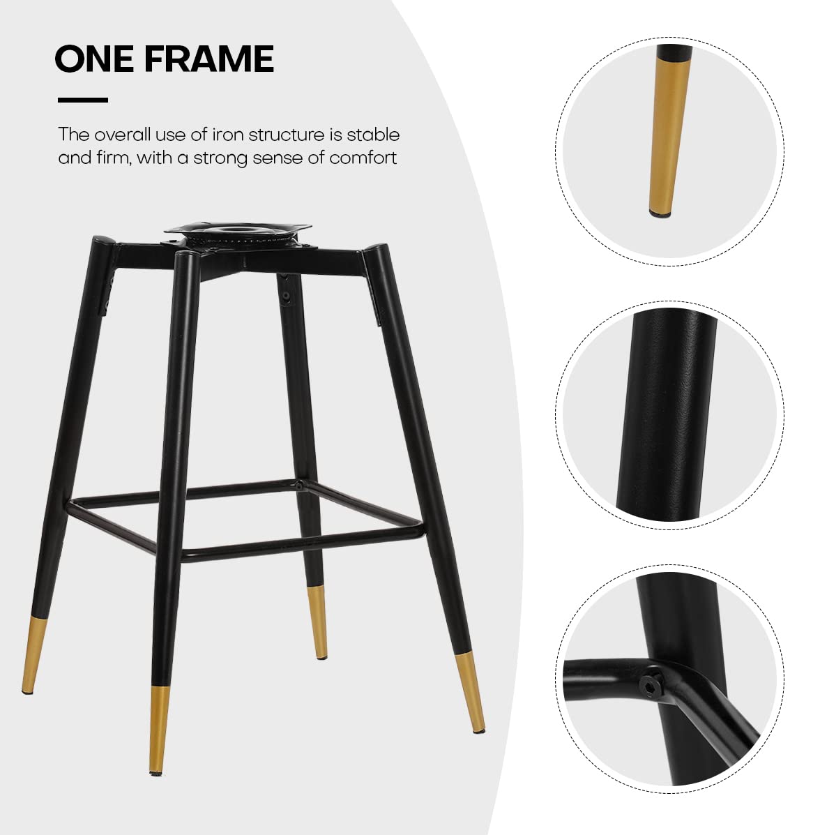 Bekrvio Upgraded Velvet Bar Stools Set of 2 – 360° Swivel Bar Chairs with Back & Footrest, Modern Kitchen Island Breakfast Stools, Support 150kg – New Version, Black