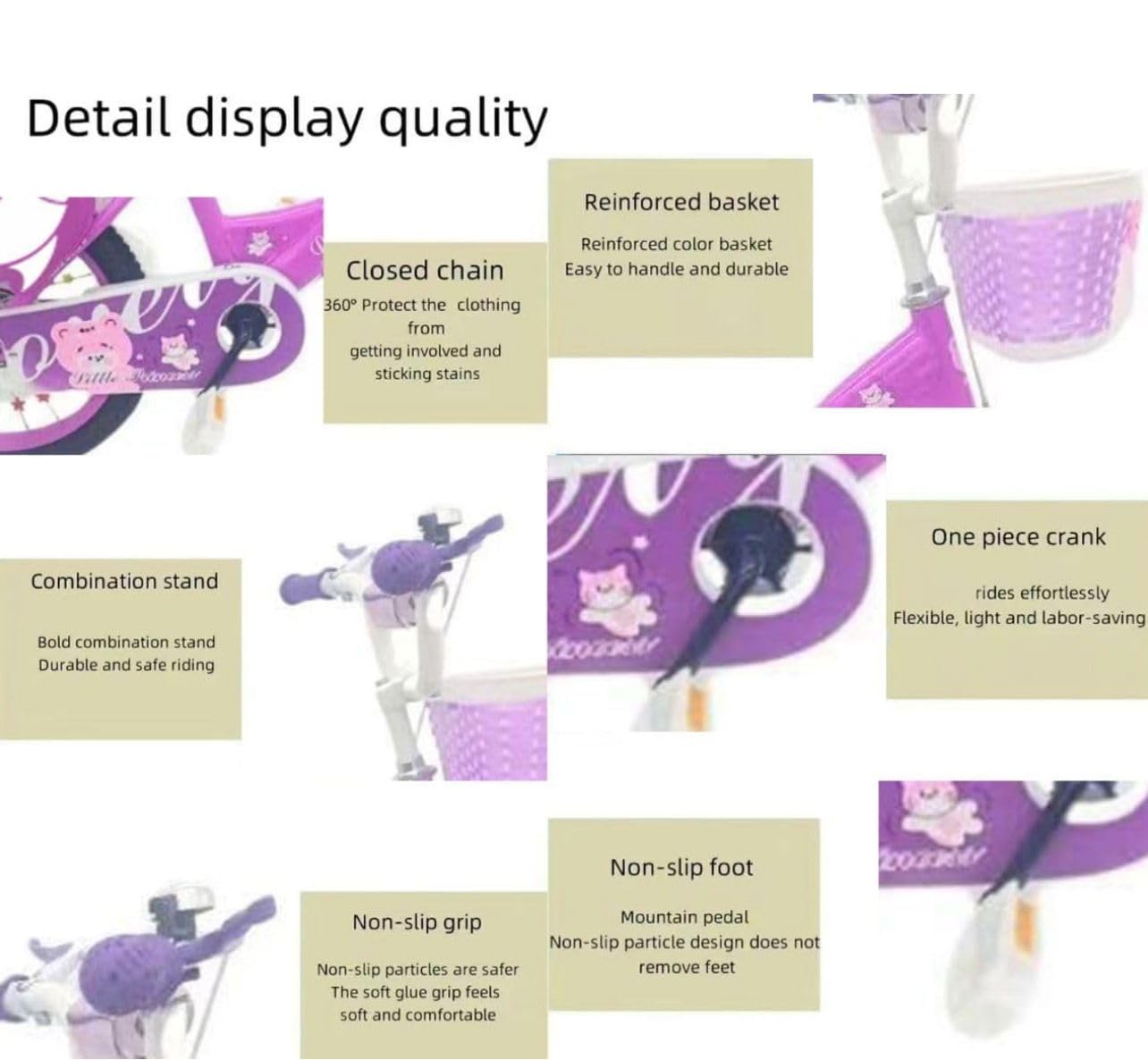 Girls Bike Purple, 12/14/16/18/20 Inch, Kids Bike, Purple Children's Bicycle, Kids Bicycle, Child Road Bike, Adjustable Bike 2-12 Years Old, Training Wheel, Stabilisers, Basket, Tool Kit