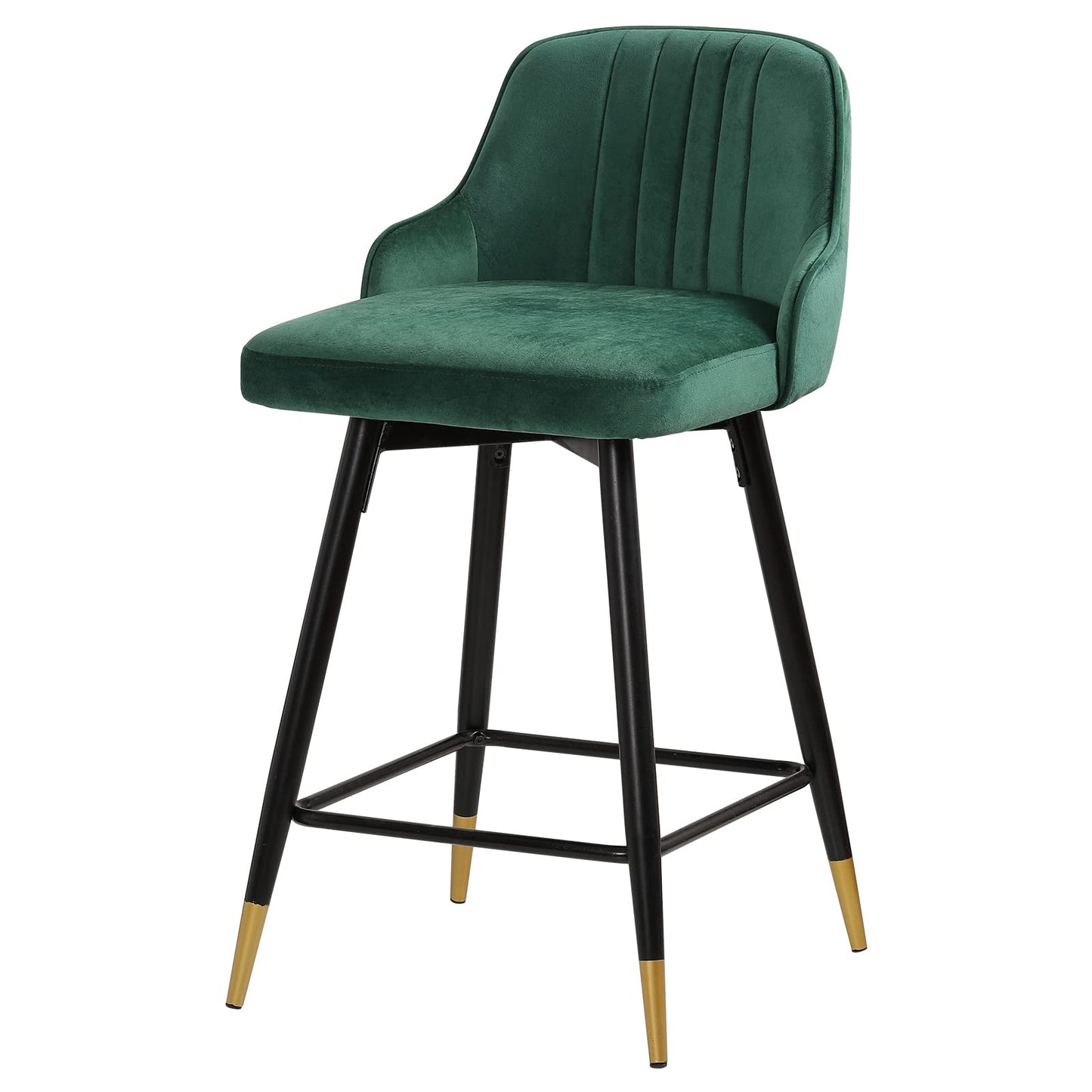 Bekrvio Upgraded Velvet Bar Stools Set of 2 – 360° Swivel Bar Chairs with Back & Footrest, Modern Kitchen Island Breakfast Stools, Support 150kg – New Version, Black