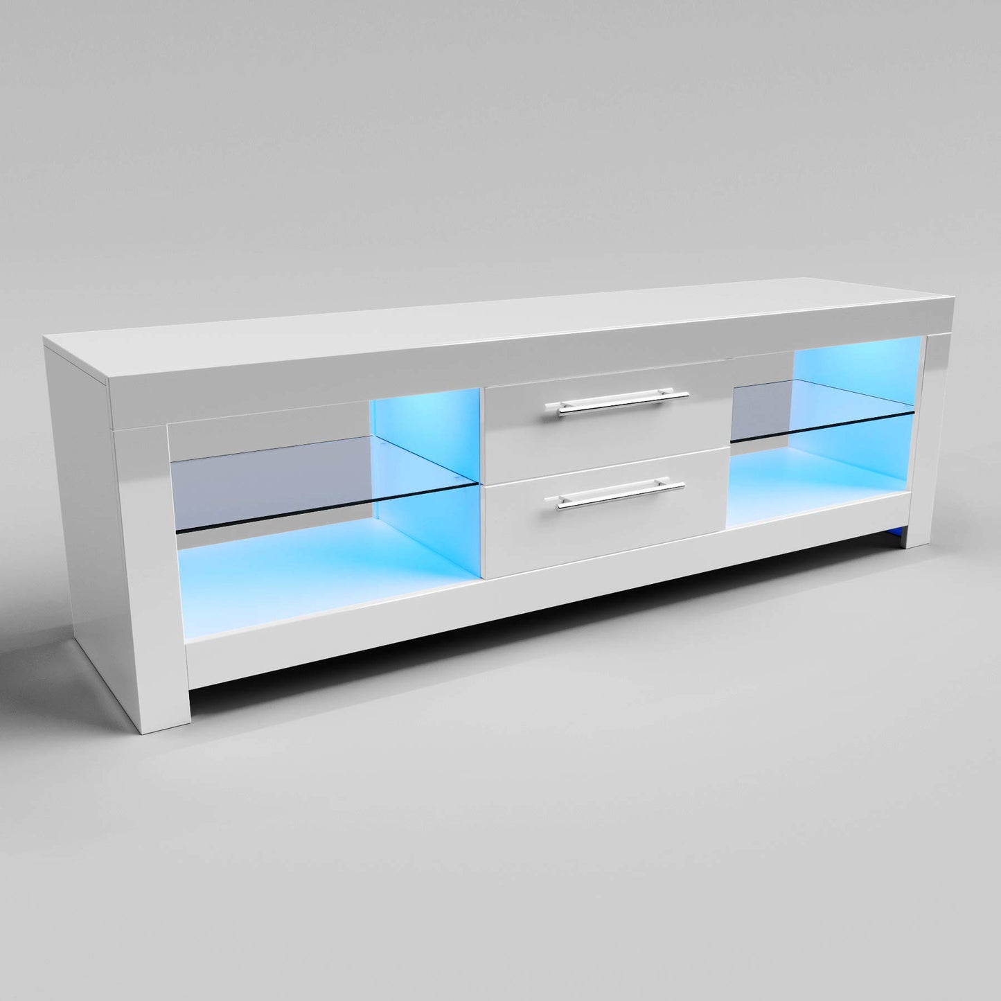 ELEGANT 1200mm LED TV Cabinet Modern White Gloss TV Stand with Ambient Lights for Living Room and Bedroom with Storage Furniture for 32 40 43 50 inch 4k TV