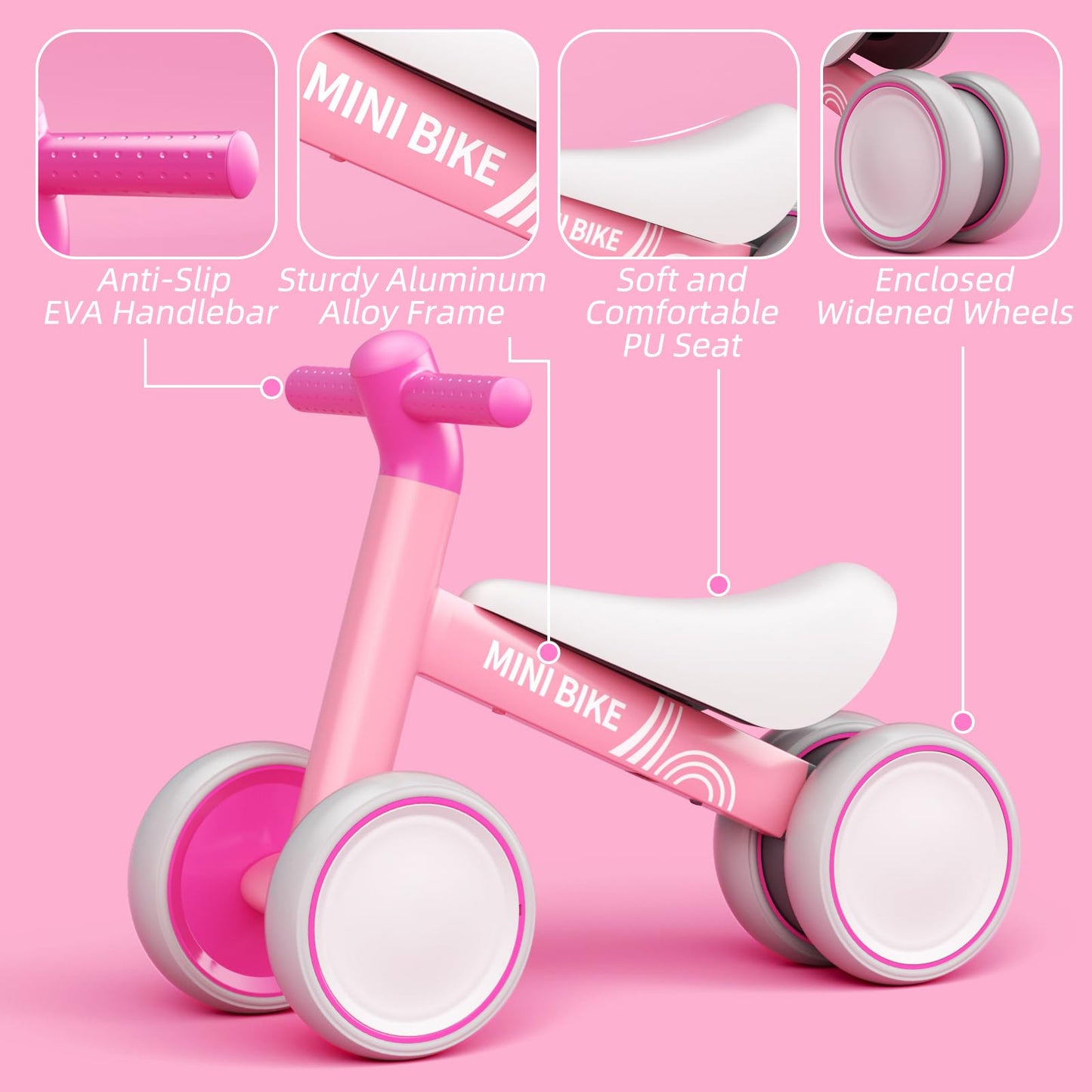 FAYDUDU Balance Bike for 1 Year Old Ride On Toy for 1 2 Years Old First Bike for Girls Boys Baby Bike Walker No Pedals Toddler Trike for 10-24 Months