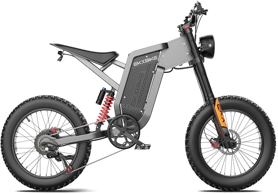 Vikzche Q EKX X21 Electric Mountain Bike, 48V 35Ah Battery, 20×4.0'' MTB Tires, Hydraulic Disc Brake, Range 100km-120km, Full Suspension, LCD Display, Dirt Bike, Electric Motorcycle