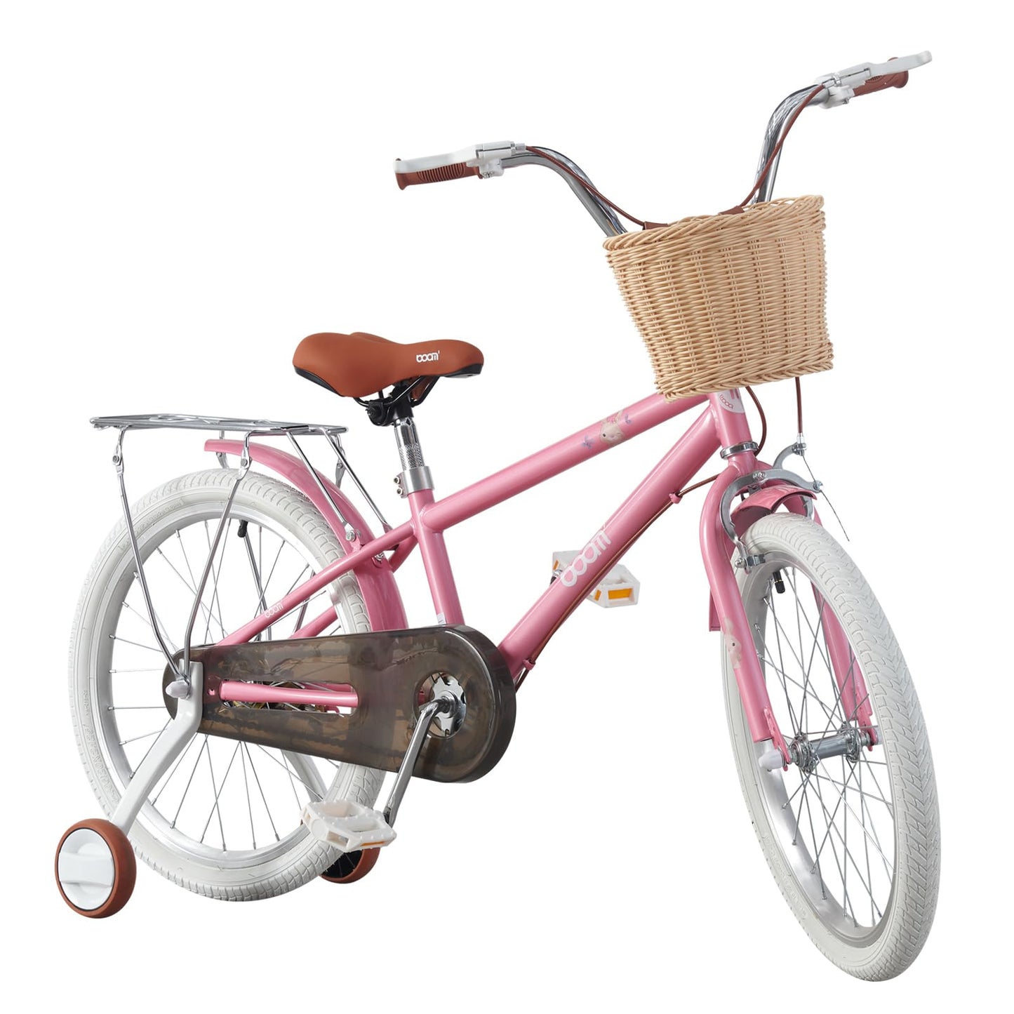 BSTSEL Kids Bike 16" 18" 20" 22" Pink Girls Children Bicycle with Basket, Silent Stabilizers Training Wheels and Double Brakes Ages 5-14 Years Old Children Bike 16-22 inch Bike Gift