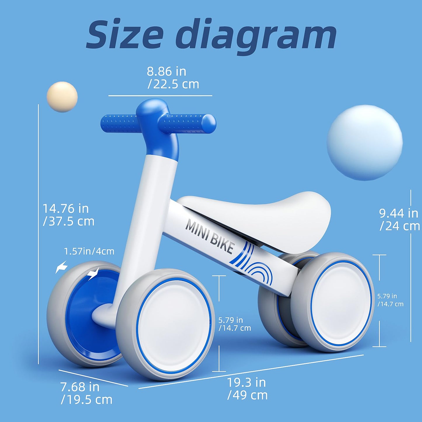 FAYDUDU Balance Bike for 1 Year Old Ride On Toy for 1 2 Years Old First Bike for Girls Boys Baby Bike Walker No Pedals Toddler Trike for 10-24 Months