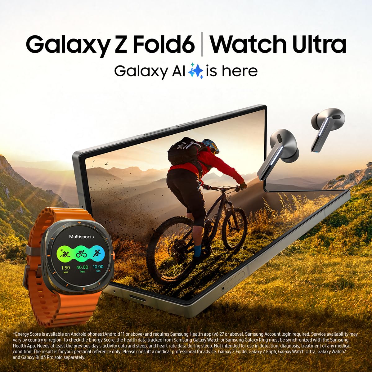 Samsung Galaxy Z Fold6 AI Smartphone, Unlocked Android Smartphone, 1TB Storage, Pink and Watch Ultra, Smart Watch, Dark Grey (UK Version)