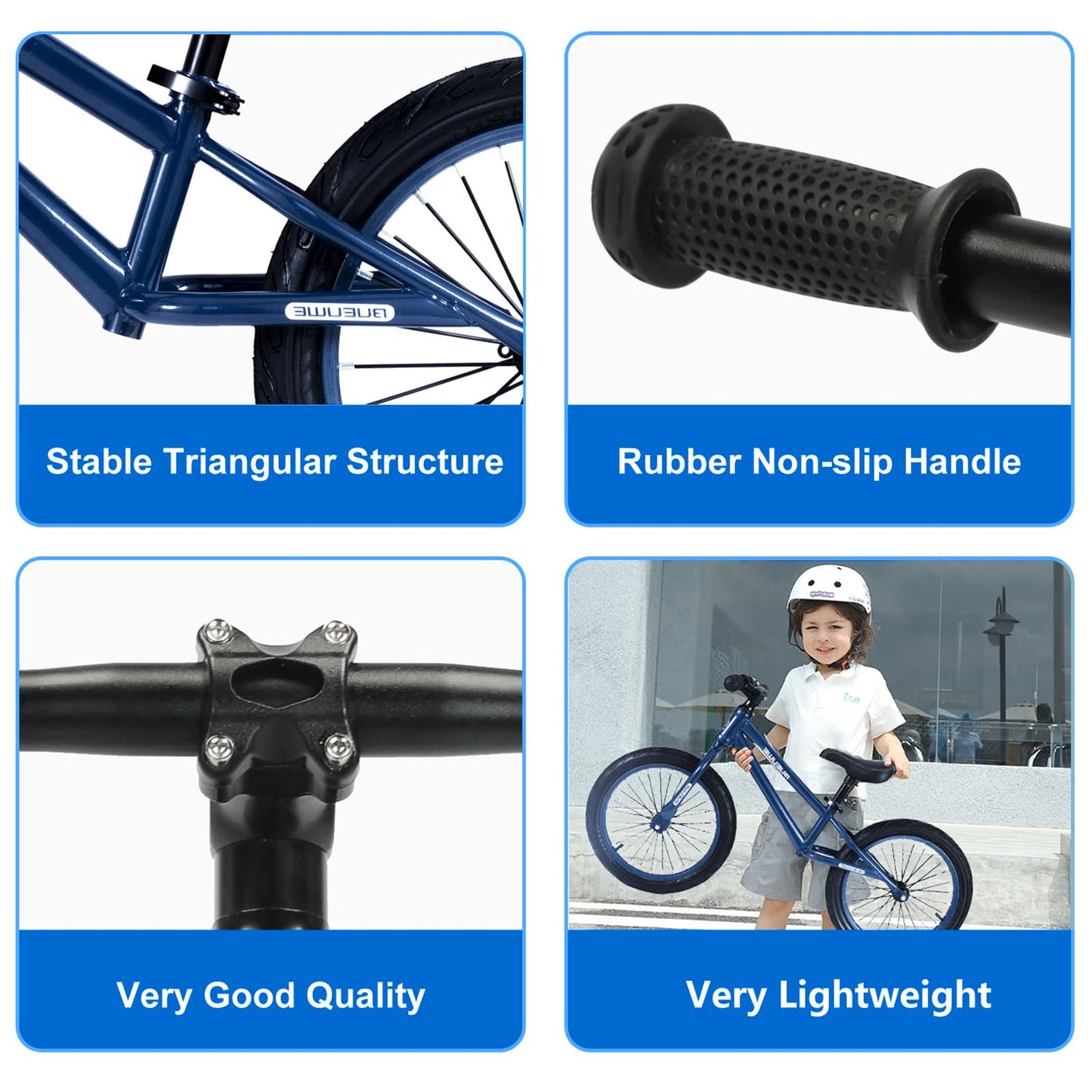 Bueuwe 16 Inch Balance Bike for Big Kids Aged 4 5 6 7 8 and 9 Years Old Boys Girls,Large No Pedal Training Bicycle, Adjustable Seat, Pneumatic Tires, Quick Assembly