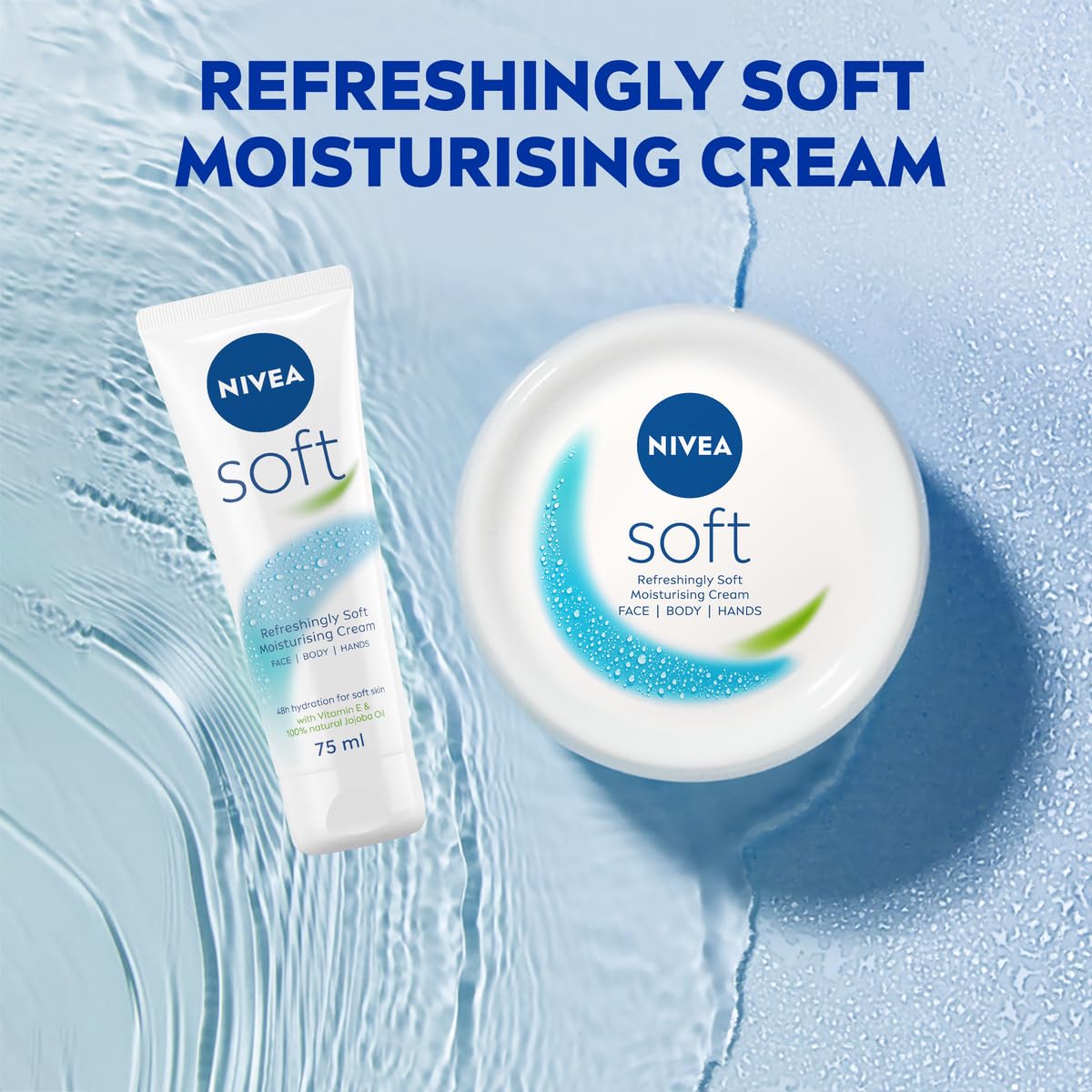 NIVEA Soft Moisturising Cream (500ml), A Moisturising Cream for Face, Body and Hands with Vitamin E and Jojoba Oil, Hand Cream Moisturises Deeply, All-Purpose Day Cream, 500 ml (Pack of 1) white