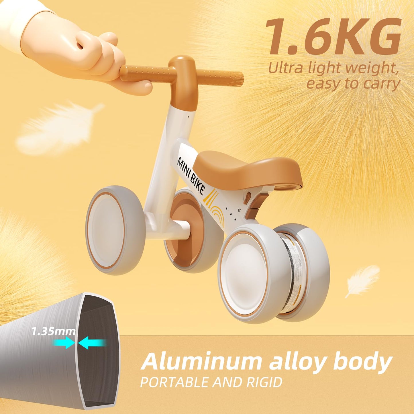 FAYDUDU Balance Bike for 1 Year Old Ride On Toy for 1 2 Years Old First Bike for Girls Boys Baby Bike Walker No Pedals Toddler Trike for 10-24 Months