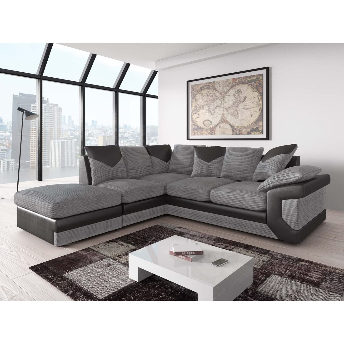 New Large Dino Black and Grey 3 Seater sofa (Black and Grey, 3 Seater)