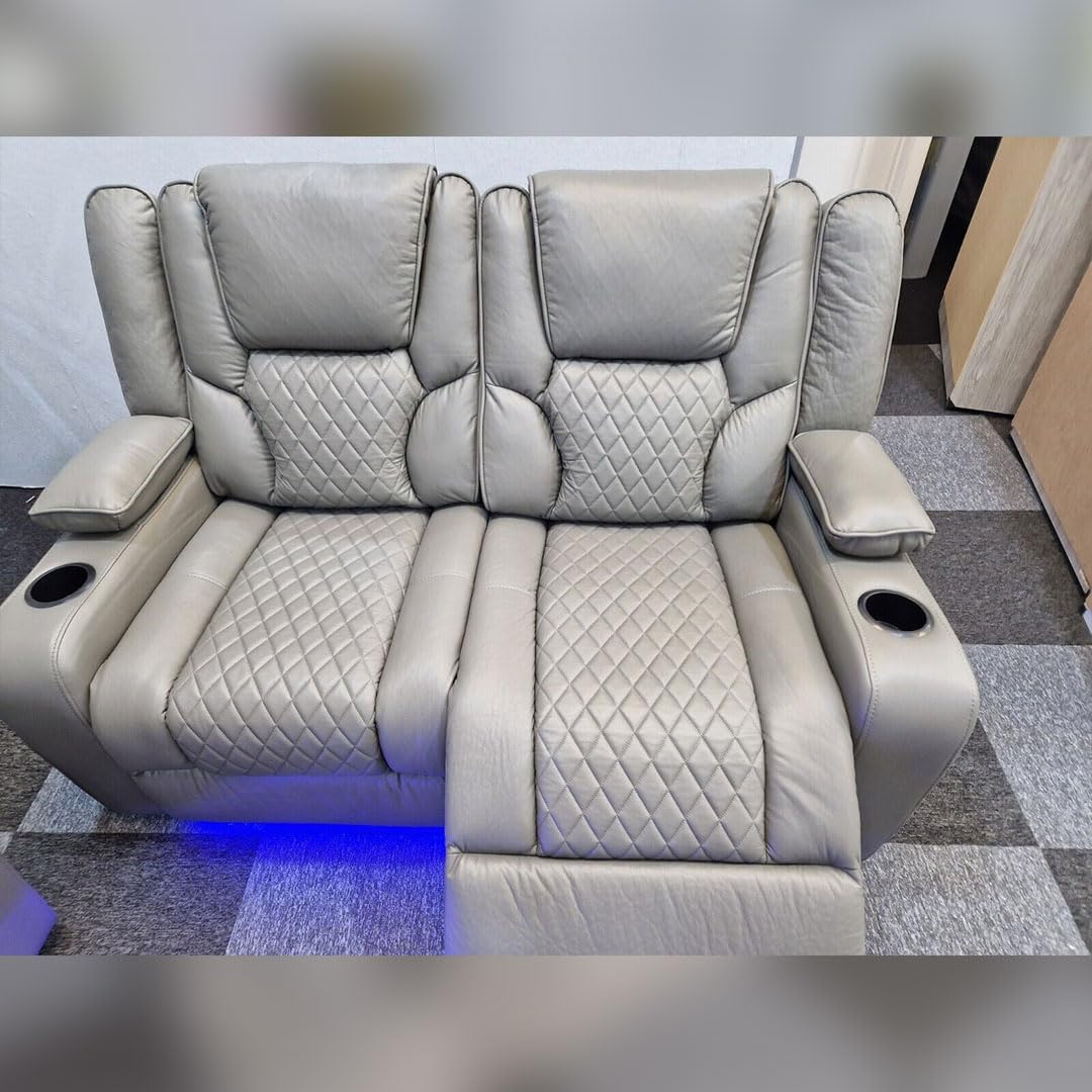 Orlando - Electric Recliners Sofa With Cupholders - 3+2 Seater Sofa Grey/LED Lights/Wireless Charging (Grey)