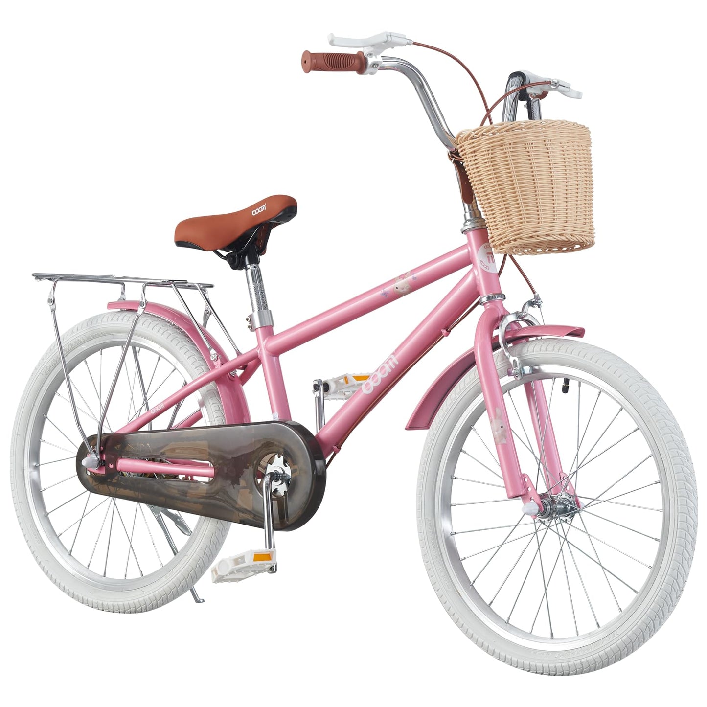 BSTSEL Kids Bike 16" 18" 20" 22" Pink Girls Children Bicycle with Basket, Silent Stabilizers Training Wheels and Double Brakes Ages 5-14 Years Old Children Bike 16-22 inch Bike Gift