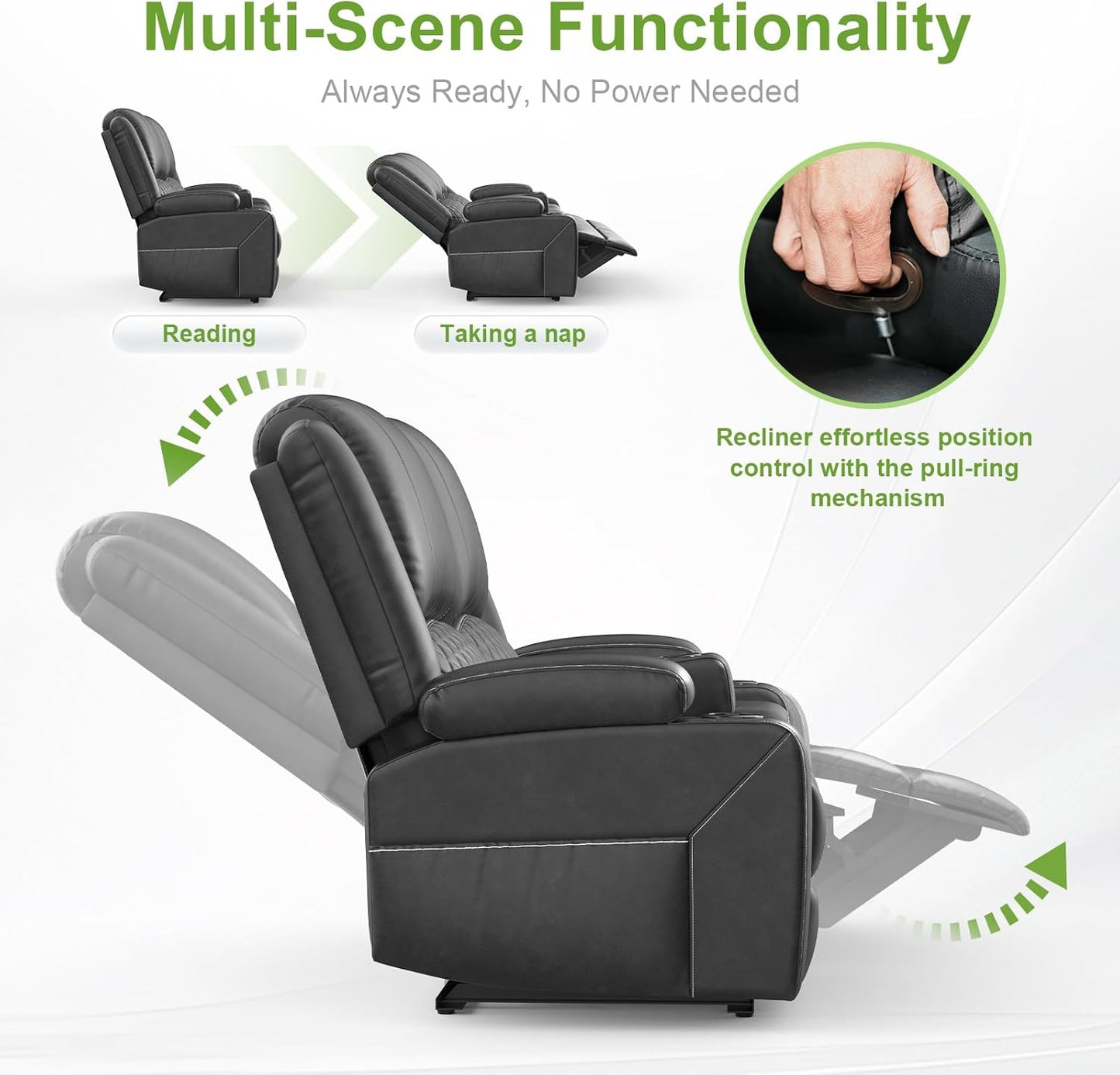 2 Seat Recliner Sofa, Reclining Loveseat with USB Charge Ports, 3 Cup Holders, 2 Side storage Pockets Recliner Love Seat Couches for Living Room, RV