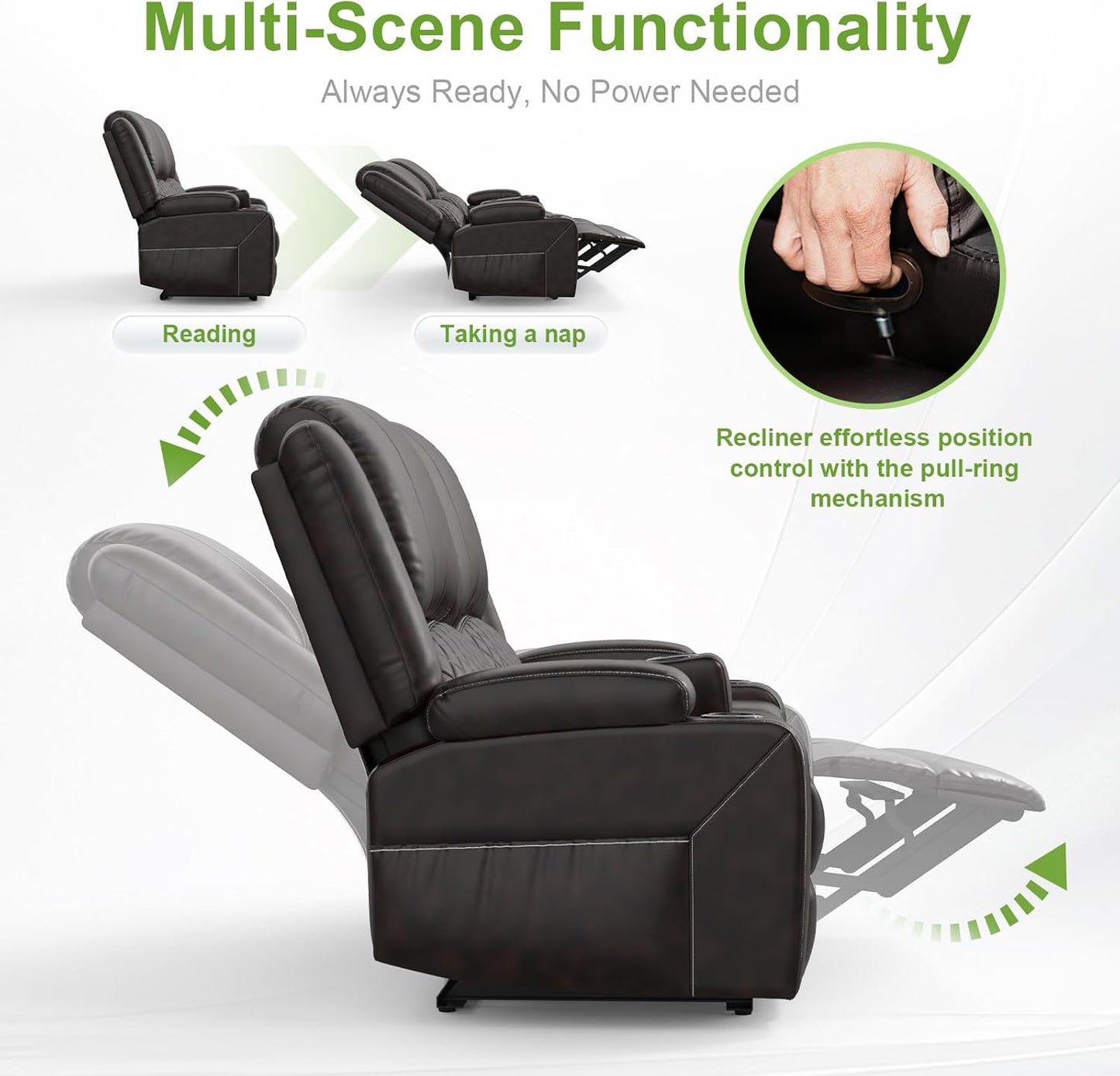 2 Seat Recliner Sofa, Reclining Loveseat with USB Charge Ports, 3 Cup Holders, 2 Side storage Pockets Recliner Love Seat Couches for Living Room, RV