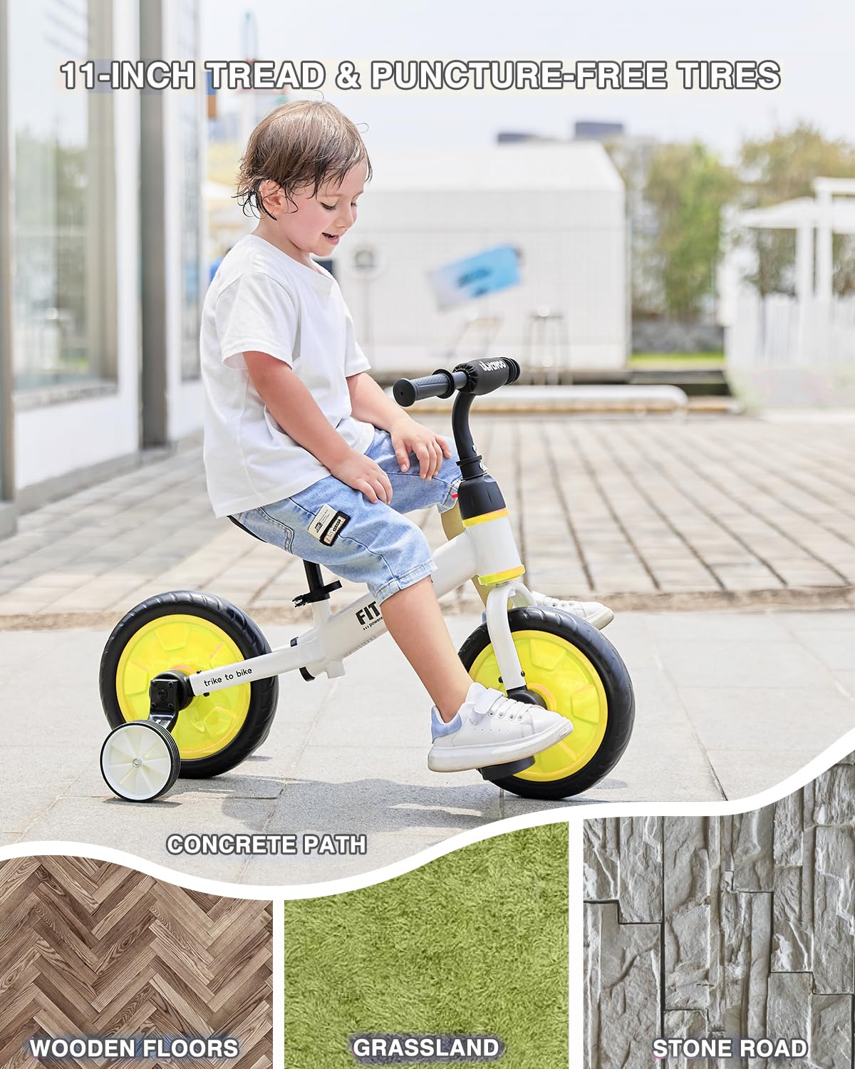 UBRAVOO Fit 'n Joy Beginner Toddler Training Bicycle, 4-in-1 Kids Balance Bike with Pedals & Training Wheels Options, Trike to Bike Riding Toys for Boys Girls 2-5