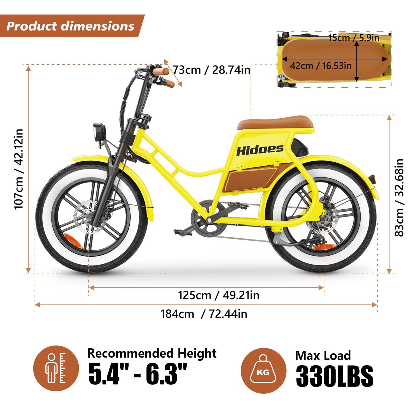 iENYRID E-bike Electric Bike for Adults,13Ah/17Ah Battery 30-90Km Range,250W Motor Hidoes E Bike for Men Women Electric Urban Bike Adults,20"/27.5" Fat Tire Electric Bike 7-Speed