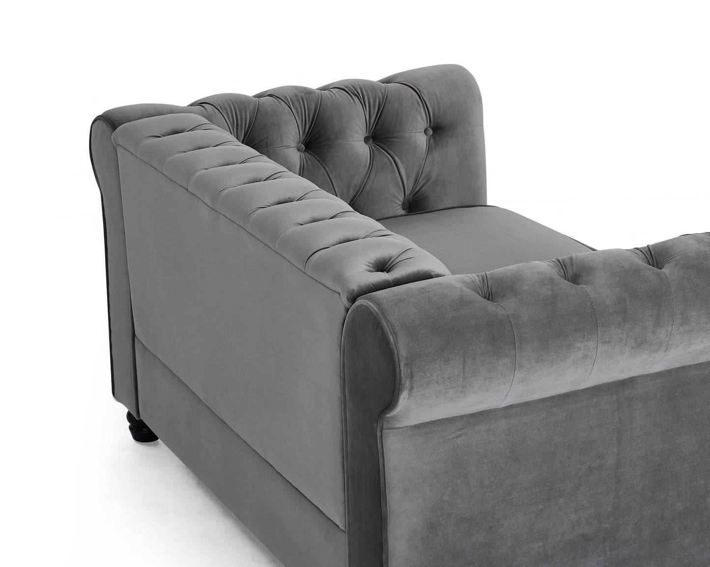Chesterfield Sofa Velvet Upholstered Couch in 2 Seater or 3 Seater Fabric Sofa in Grey, Blue, Black, Green, Gold (2 Seater, Black)