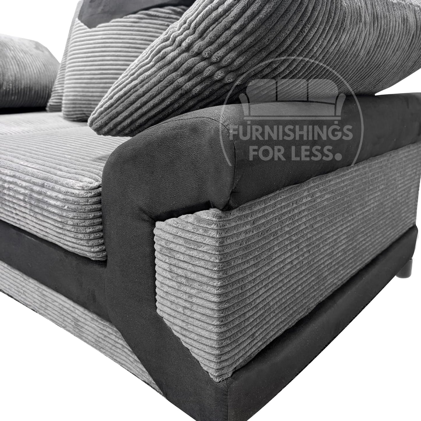 New Large Dino Black and Grey 3 Seater sofa (Black and Grey, 3 Seater)