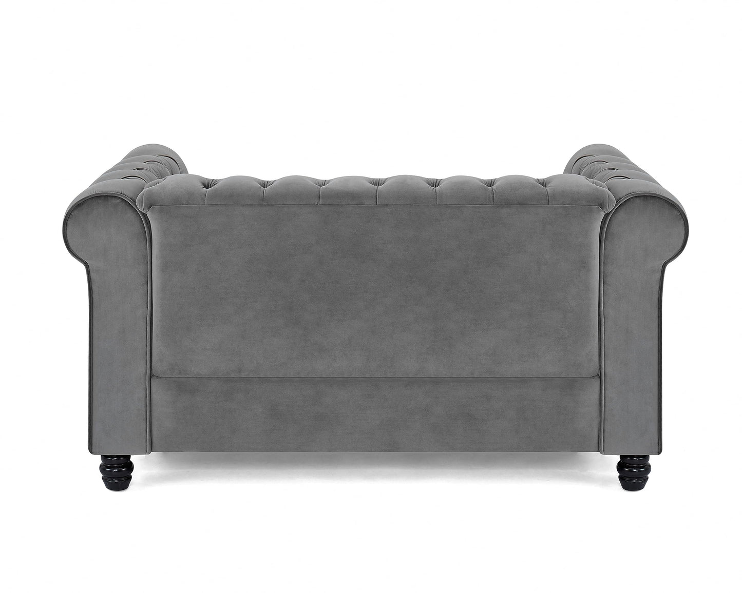 Chesterfield Sofa Velvet Upholstered Couch in 2 Seater or 3 Seater Fabric Sofa in Grey, Blue, Black, Green, Gold (2 Seater, Black)