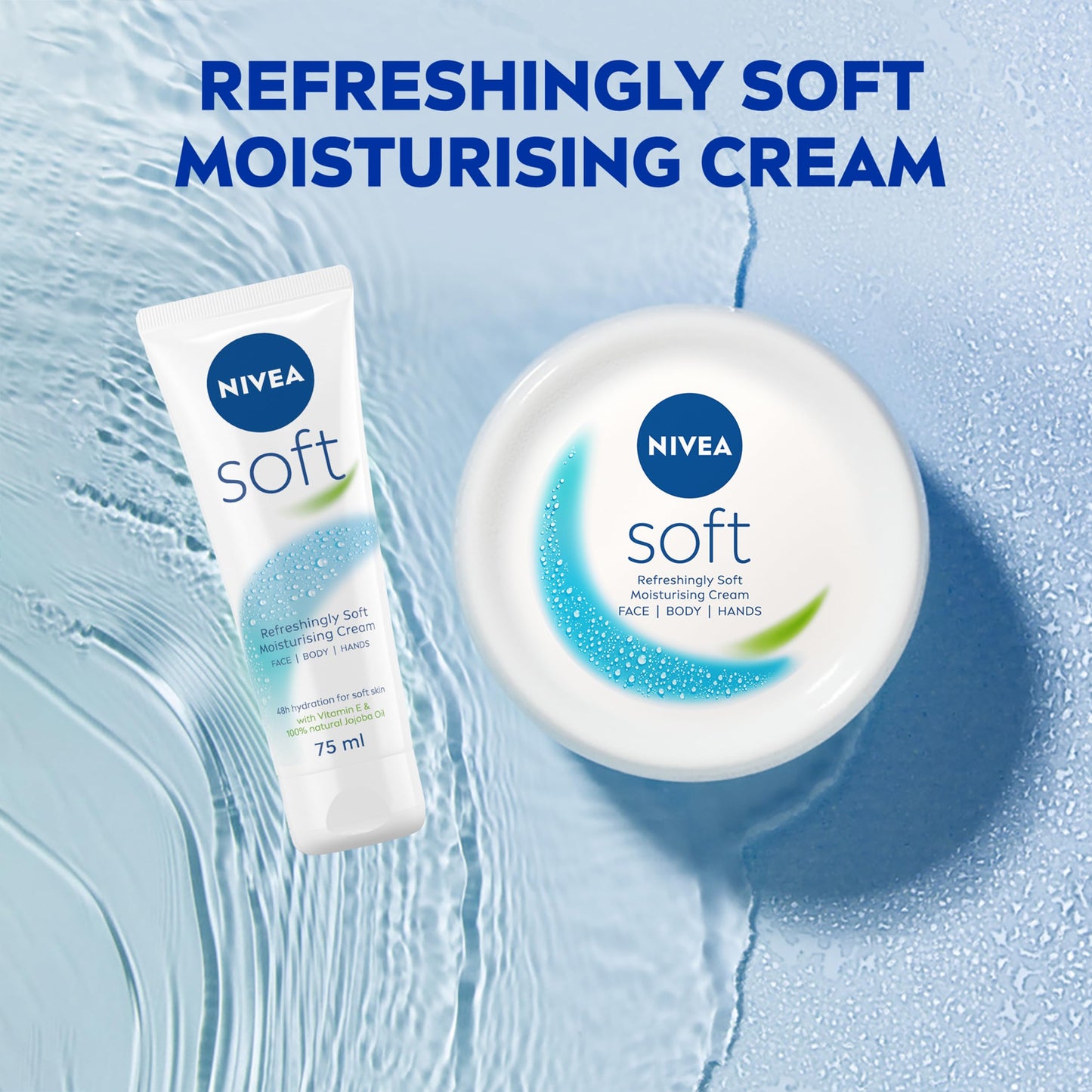 NIVEA Soft Moisturising Cream (500ml), A Moisturising Cream for Face, Body and Hands with Vitamin E and Jojoba Oil, Hand Cream Moisturises Deeply, All-Purpose Day Cream, 500 ml (Pack of 1) white