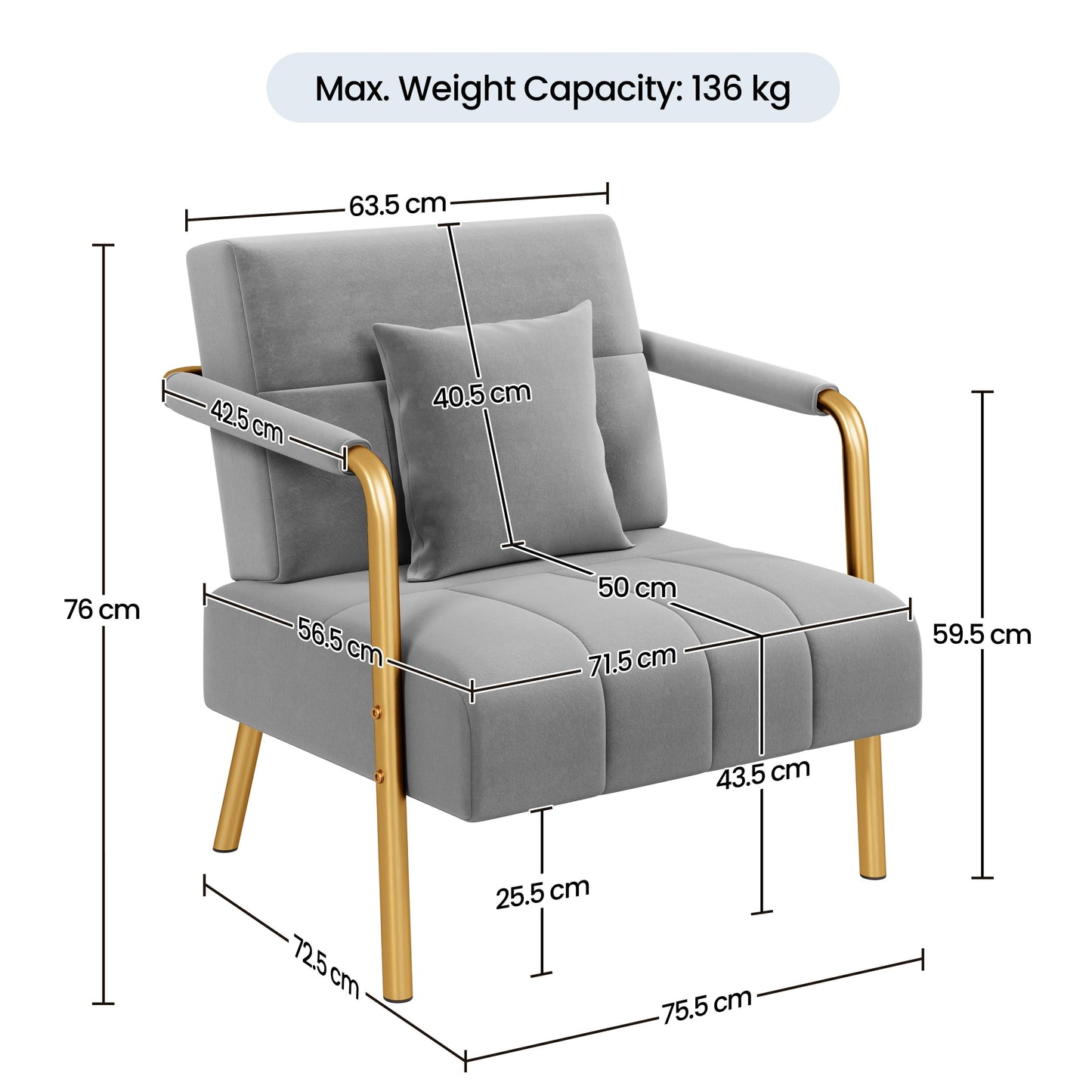 Yaheetech 2 Seater Modern Sofa Velvet Fabric Loveseat with Gold-tone Metal Arms and Legs for Bedroom, Home Office, Studio, Living Room Furniture Pink