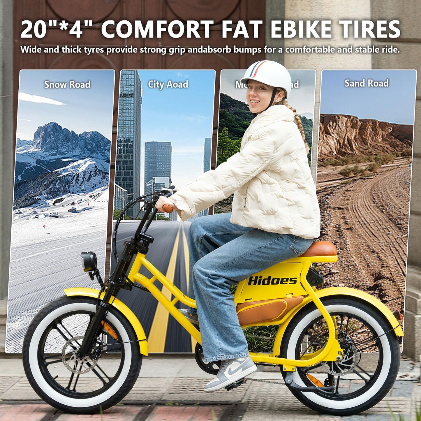 iENYRID E-bike Electric Bike for Adults,13Ah/17Ah Battery 30-90Km Range,250W Motor Hidoes E Bike for Men Women Electric Urban Bike Adults,20"/27.5" Fat Tire Electric Bike 7-Speed
