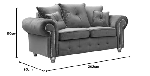 Hugo Sofa | 3 Seater 2 Seater Corner Sofa | Plush Velvet Grey | Living Room | Warranty Included… (3+2 Seater)