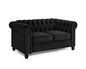 Chesterfield Sofa Velvet Upholstered Couch in 2 Seater or 3 Seater Fabric Sofa in Grey, Blue, Black, Green, Gold (2 Seater, Black)