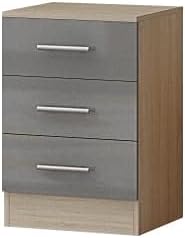 Gloss GREY Large Wardrobe - 5 Door 6 Drawers & Mirrors + Chest Of Drawers + 2 x Bedsides