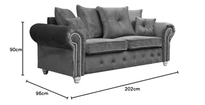Hugo Sofa | 3 Seater 2 Seater Corner Sofa | Plush Velvet Grey | Living Room | Warranty Included… (3+2 Seater)