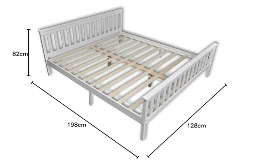 White 4ft Small Double Wooden Bed Frames Pine Solid Strong Wood Furniture (Small Double 4ft Bed Frame only)
