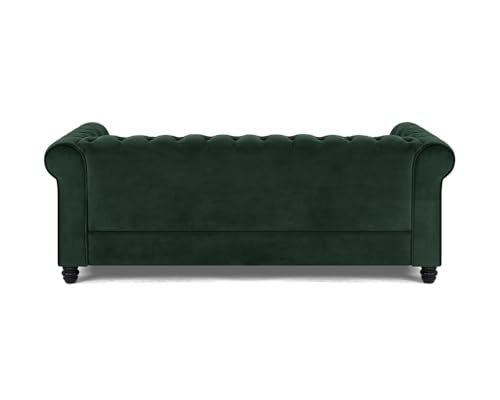 Chesterfield Sofa Velvet Upholstered Couch in 2 Seater or 3 Seater Fabric Sofa in Grey, Blue, Black, Green, Gold (2 Seater, Black)