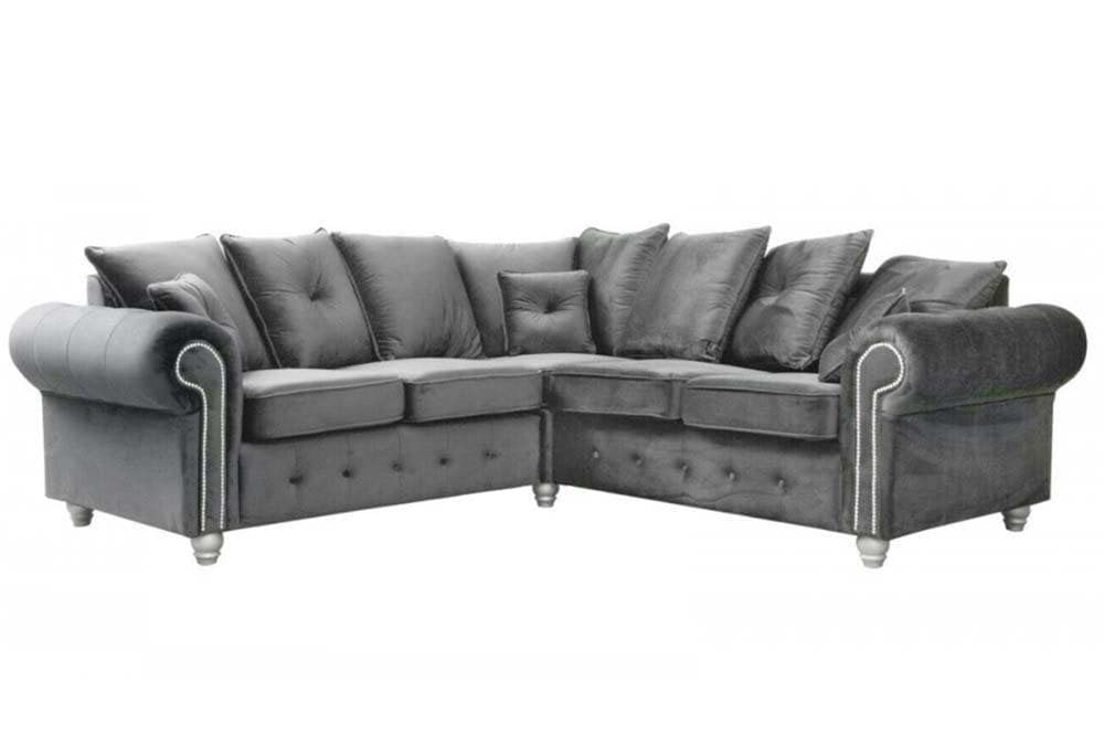 Hugo Sofa | 3 Seater 2 Seater Corner Sofa | Plush Velvet Grey | Living Room | Warranty Included… (3+2 Seater)