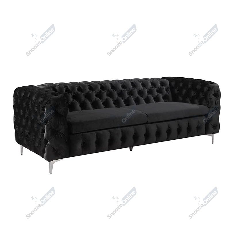 Snooze Monaco 3 and 2 Seater Sofa Sets, Corner Sofas For Living Room, Upholstered Plush Fabric 3 Seater Velvet Sofas (Royal Blue Velvet, 3+2 Seater)