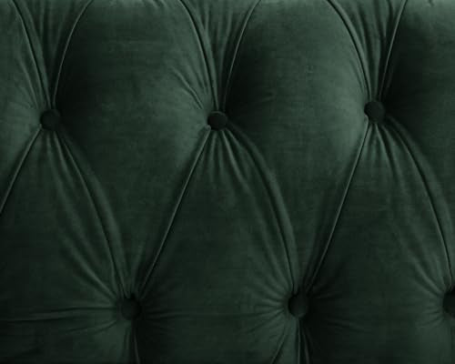Chesterfield Sofa Velvet Upholstered Couch in 2 Seater or 3 Seater Fabric Sofa in Grey, Blue, Black, Green, Gold (2 Seater, Black)