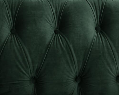 Chesterfield Sofa Velvet Upholstered Couch in 2 Seater or 3 Seater Fabric Sofa in Grey, Blue, Black, Green, Gold (2 Seater, Black)