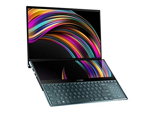 ASUS ZenBook Pro Duo UX581 15.6” 4K UHD NanoEdge Bezel Touch, Intel Core i7-9750H, 16GB RAM, 1TB PCIe SSD, GeForce RTX 2060, Innovative ScreenPad Plus, Windows 10 Pro - UX581GV-XB74T, Celestial Blue