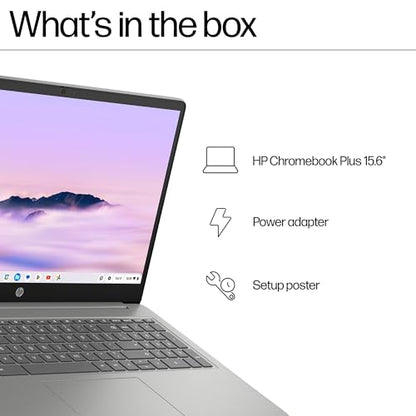 HP Chromebook 14" | Intel Processor N100 Processor| 4 GB RAM | 128 GB Flash Storage | Intel UHD Graphics | HD Display | Up to 12hrs battery | Chrome OS | Dual Speakers | Glacier Silver | 14a-nf0002sa
