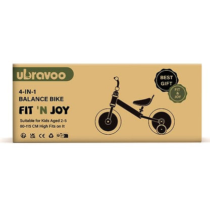 UBRAVOO Fit 'n Joy Beginner Toddler Training Bicycle, 4-in-1 Kids Balance Bike with Pedals & Training Wheels Options, Trike to Bike Riding Toys for Boys Girls 2-5