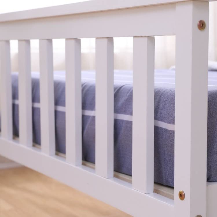 White 4ft Small Double Wooden Bed Frames Pine Solid Strong Wood Furniture (Small Double 4ft Bed Frame only)