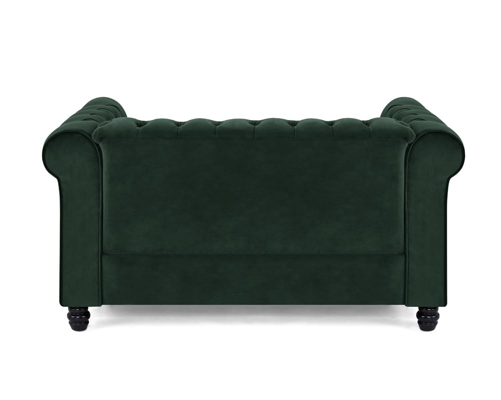 Chesterfield Sofa Velvet Upholstered Couch in 2 Seater or 3 Seater Fabric Sofa in Grey, Blue, Black, Green, Gold (2 Seater, Black)
