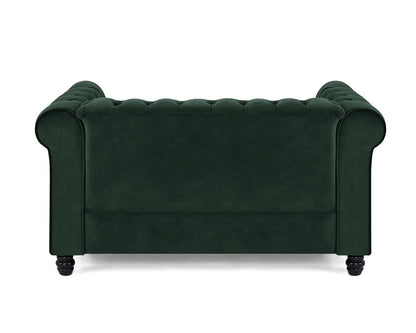 Chesterfield Sofa Velvet Upholstered Couch in 2 Seater or 3 Seater Fabric Sofa in Grey, Blue, Black, Green, Gold (2 Seater, Black)