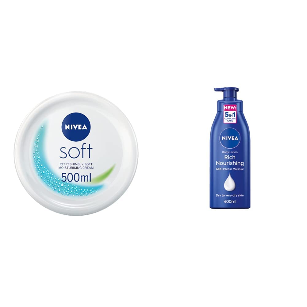 NIVEA Soft Moisturising Cream (500ml), A Moisturising Cream for Face, Body and Hands with Vitamin E and Jojoba Oil, Hand Cream Moisturises Deeply, All-Purpose Day Cream, 500 ml (Pack of 1) white