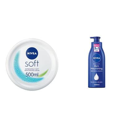 NIVEA Soft Moisturising Cream (500ml), A Moisturising Cream for Face, Body and Hands with Vitamin E and Jojoba Oil, Hand Cream Moisturises Deeply, All-Purpose Day Cream, 500 ml (Pack of 1) white