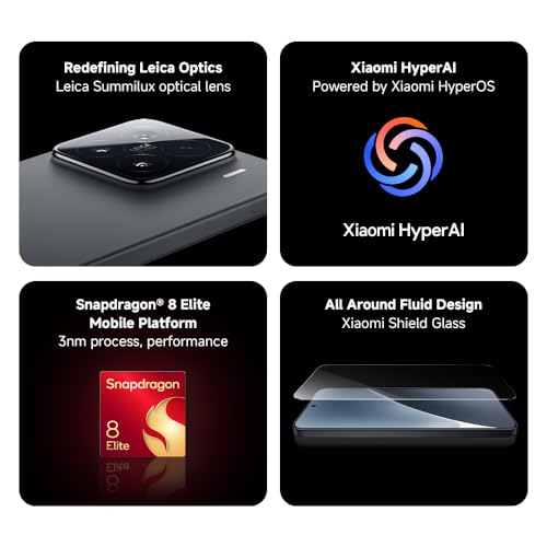 Xiaomi 15 Ultra Smartphone, 16+512GB, Black, 100mm Leica 200MP super telephoto, 5410mAh battery, 90W HyperCharge, HyperAI (No power adapter included)